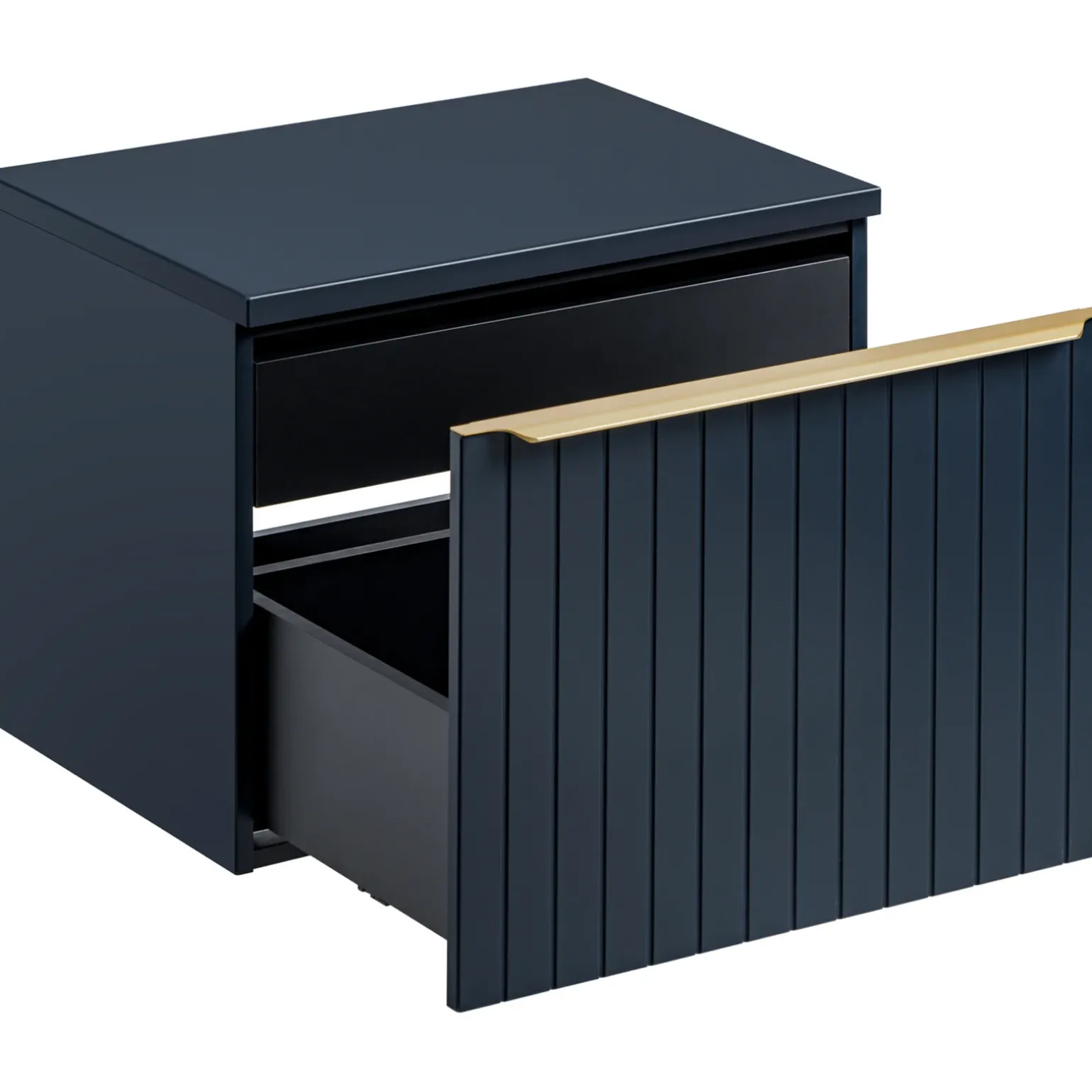 Mobile bagno sospeso 60cm 1 cassettone e 1 cassetto attrezzato cannettato blu Deep