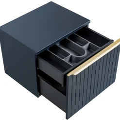 Mobile bagno sospeso 60cm 1 cassettone e 1 cassetto attrezzato cannettato blu Deep