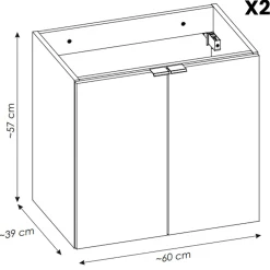 Mobile bagno sospeso 140cm 4 ante con colonna rovere Rovery
