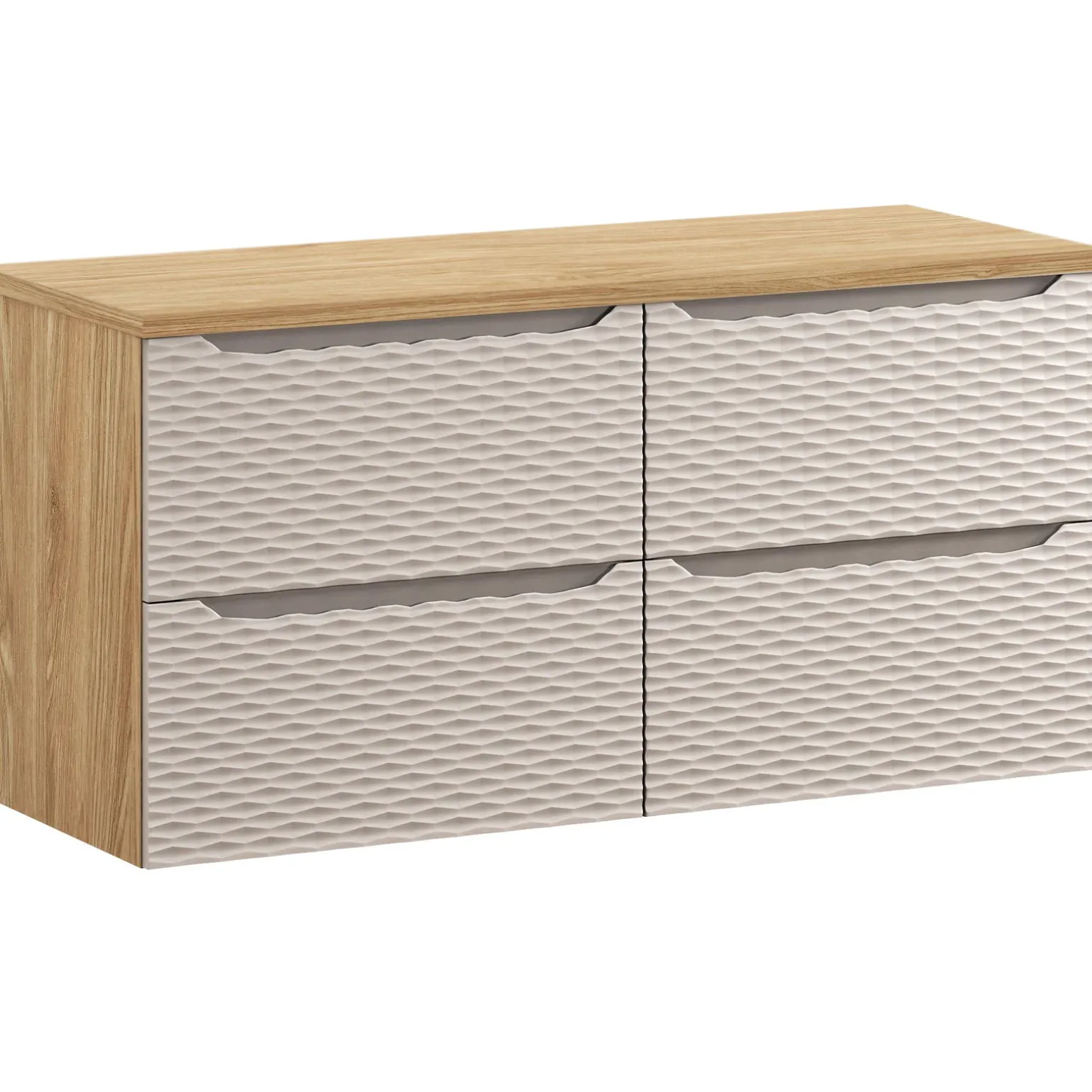 Mobile bagno sospeso 120cm 4 cassetti beige rovere Swim