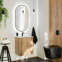Mobile bagno sospeso 50cm 2 ante con lavabo rovere Rovery