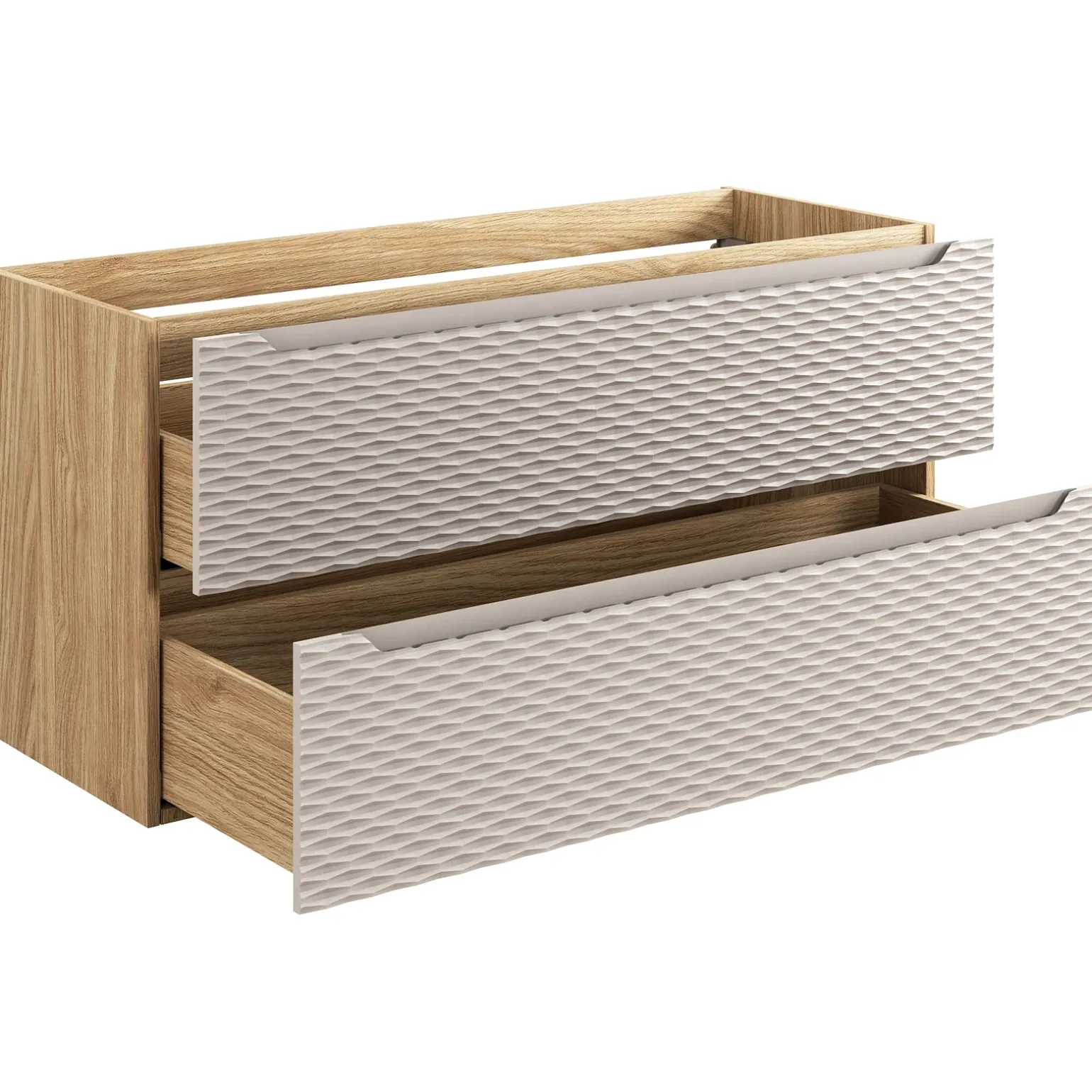 Mobile bagno sospeso 120cm 2 cassetti beige rovere Swim