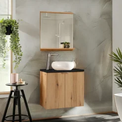 Mobile bagno sospeso 60cm 2 ante rovere nero Rovery