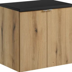 Mobile bagno sospeso 60cm 2 ante rovere nero Rovery