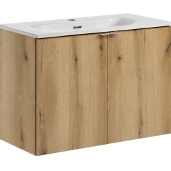 Mobile bagno sospeso 80cm 2 ante con lavabo rovere Rovery