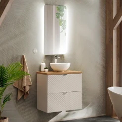 Mobile bagno sospeso 80cm 2 cassetti beige cashmere Neutry