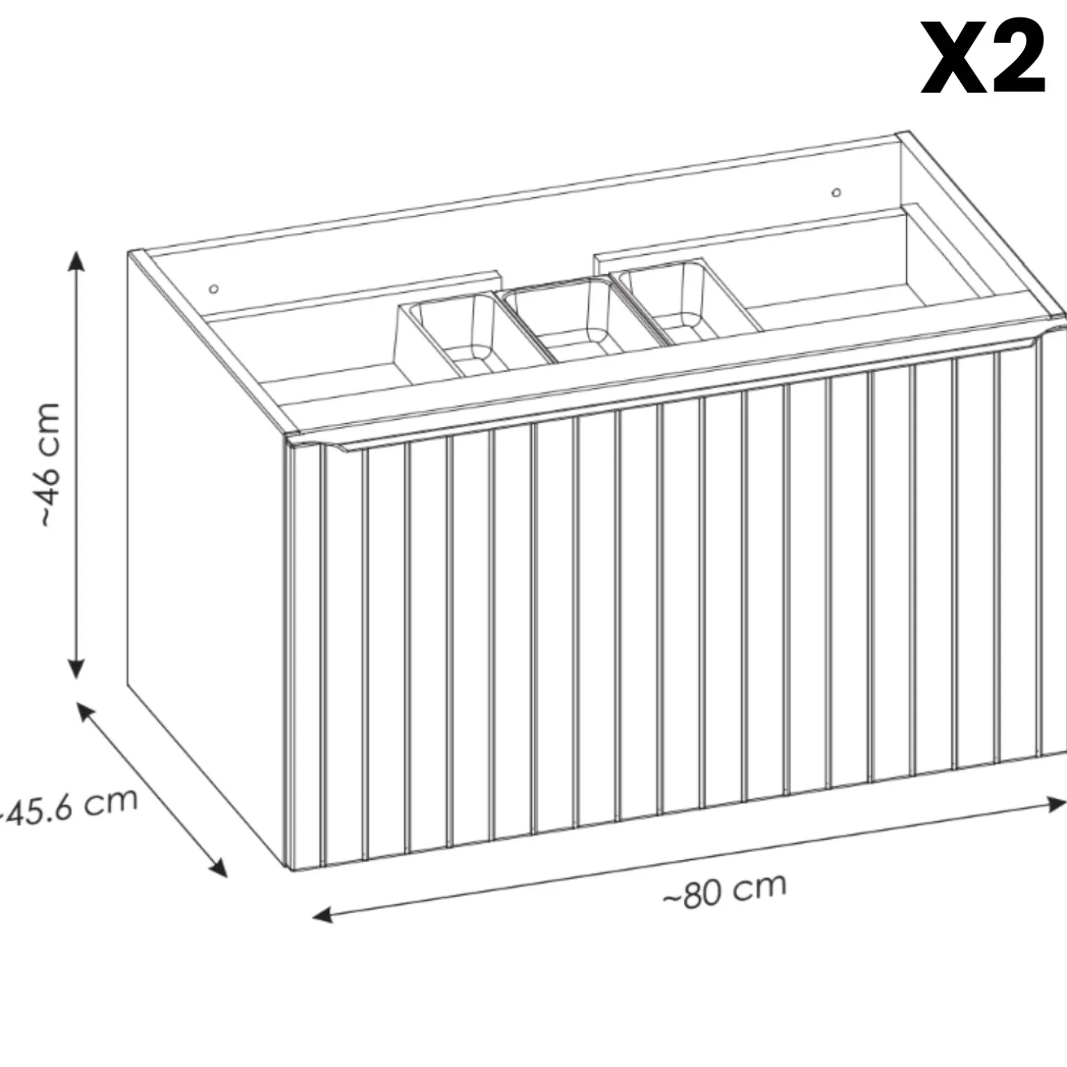 Mobile bagno sospeso 180cm 2 cassettoni e 2 cassetti attrezzati cannettato blu Deep