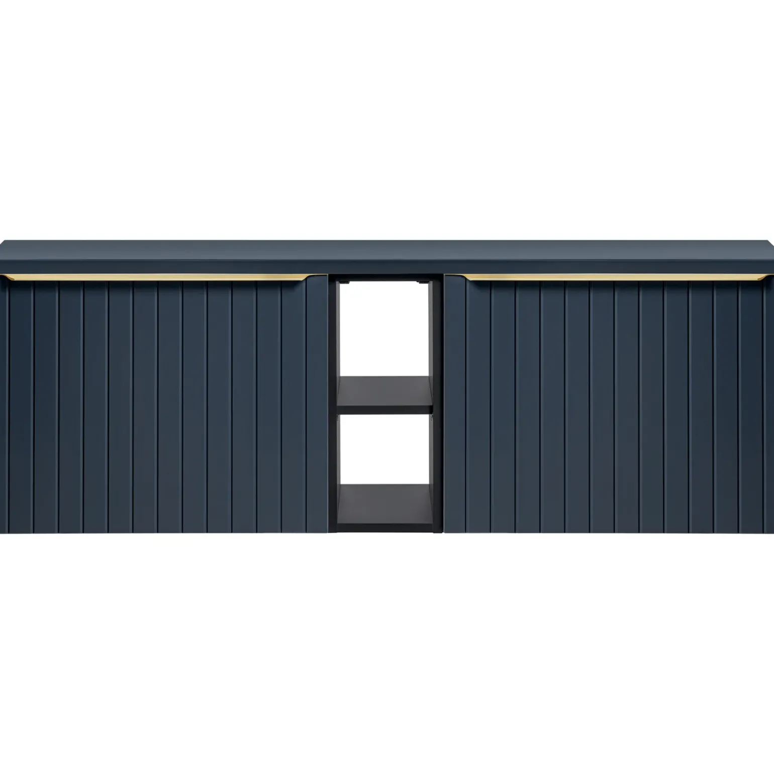 Mobile bagno sospeso 180cm 2 cassettoni e 2 cassetti attrezzati cannettato blu Deep