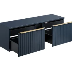 Mobile bagno sospeso 180cm 2 cassettoni e 2 cassetti attrezzati cannettato blu Deep