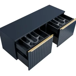 Mobile bagno sospeso 180cm 2 cassettoni e 2 cassetti attrezzati cannettato blu Deep