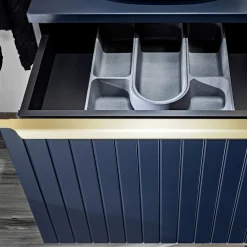 Mobile bagno sospeso 180cm 2 cassettoni e 2 cassetti attrezzati cannettato blu Deep