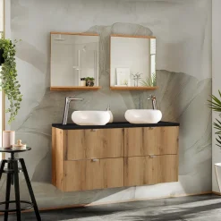 Mobile bagno sospeso 120cm 4 cassetti rovere nero Rovery