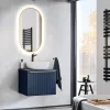 Mobile bagno sospeso 80cm 1 cassettone e 1 cassetto attrezzato cannettato blu Deep