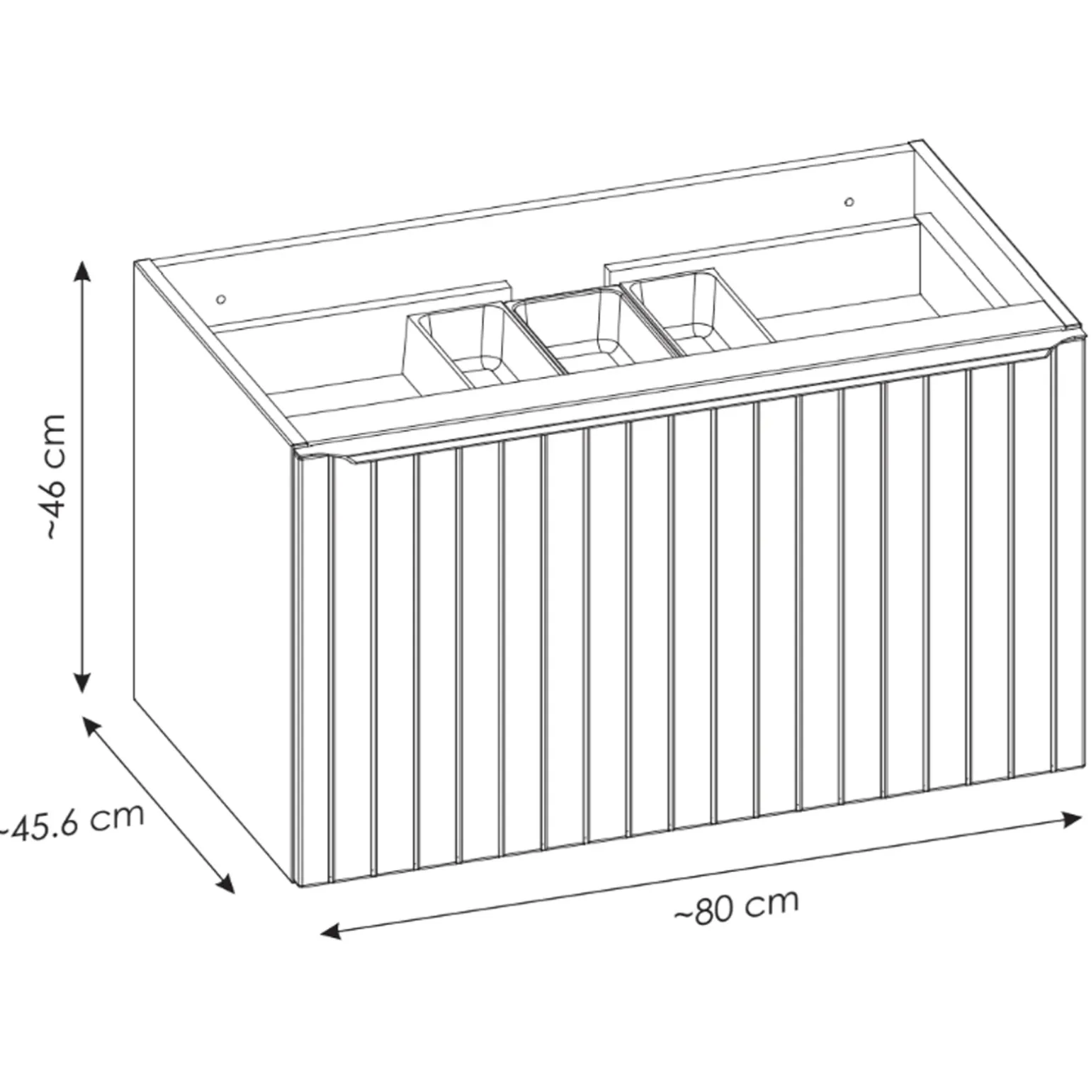 Mobile bagno sospeso 80cm 1 cassettone e 1 cassetto attrezzato cannettato blu Deep