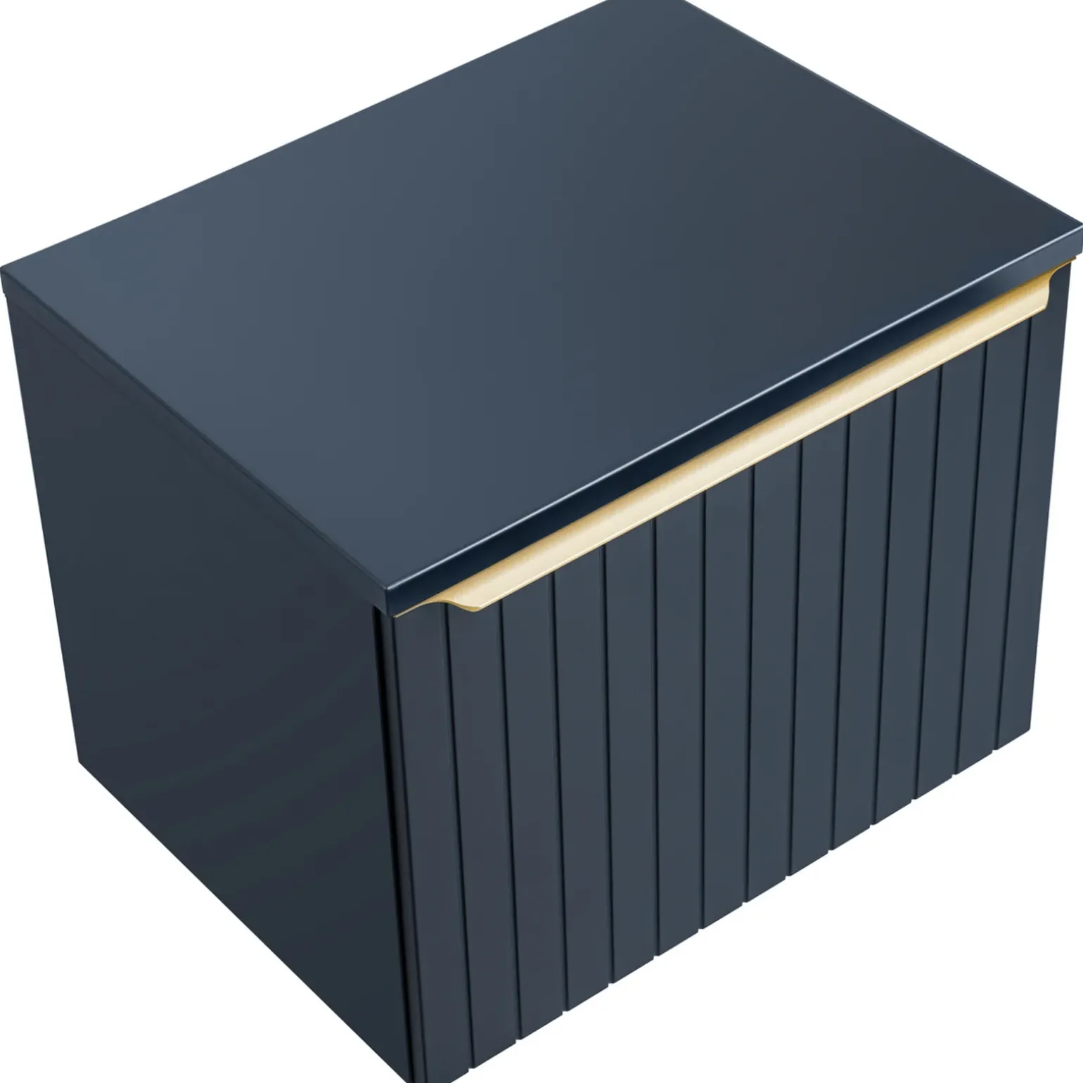 Mobile bagno sospeso 80cm 1 cassettone e 1 cassetto attrezzato cannettato blu Deep