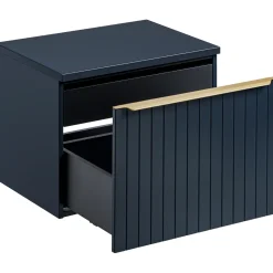 Mobile bagno sospeso 80cm 1 cassettone e 1 cassetto attrezzato cannettato blu Deep