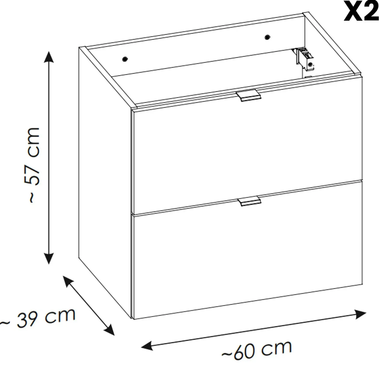 Mobile bagno sospeso 120cm 4 cassetti rovere Rovery