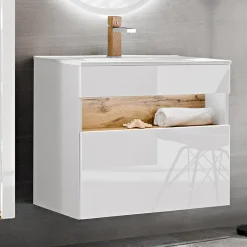 Mobile bagno sospeso 80cm bianco rovere Jachal