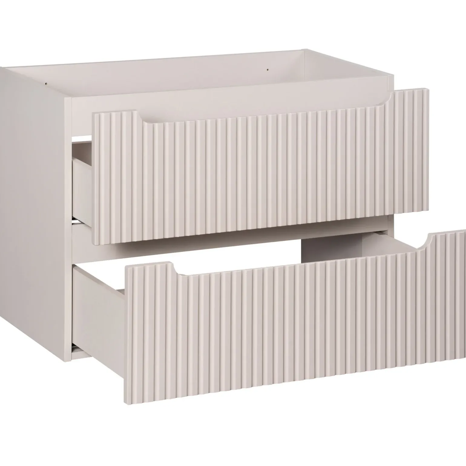 Mobile bagno sospeso 80cm cannettato con lavabo 2 cassetti beige Cleany