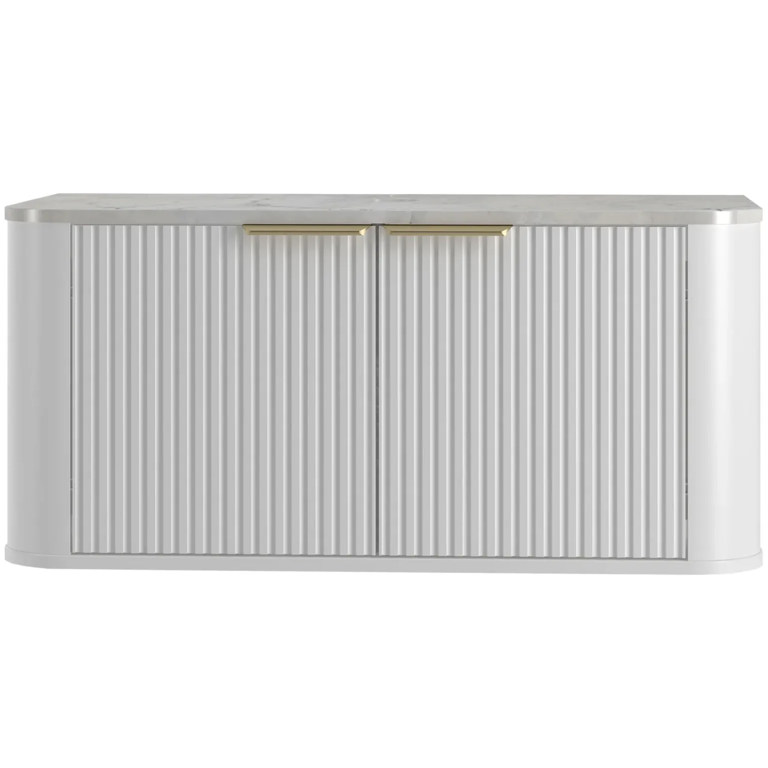 Mobile bagno sospeso 90cm con lavabo, colonna e pensile cannettato bianco Lusso