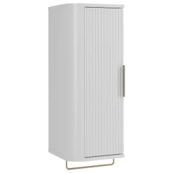 Mobile bagno sospeso 90cm con lavabo, colonna e pensile cannettato bianco Lusso