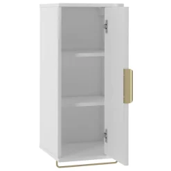 Mobile bagno sospeso 90cm con lavabo, colonna e pensile cannettato bianco Lusso