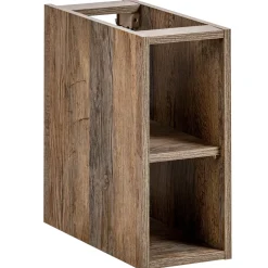 Mobile bagno sospeso 60cm con lavabo, mobile specchio, colonna e vani grigio quercia Serif