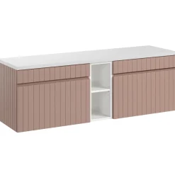 Mobile bagno sospeso 140cm cannettato 2 cassettoni rosa Autentic
