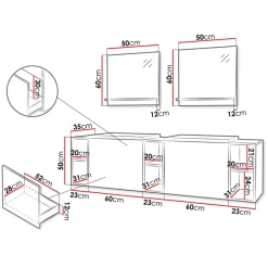 Mobile bagno sospeso 190cm con doppio lavabo e specchi serigrafato nero Baden 4