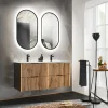 Mobile bagno sospeso 120cm con 2 lavabi da incasso quercia antracite Limpid