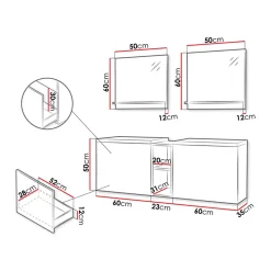 Mobile bagno sospeso 143cm con doppio lavabo e specchio serigrafato nero Baden 6