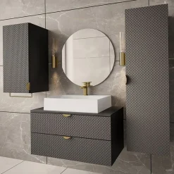Mobile bagno sospeso 80cm con colonna e pensile grigio Hakone