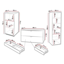 Mobile bagno sospeso 80cm con colonna e pensile grigio Hakone