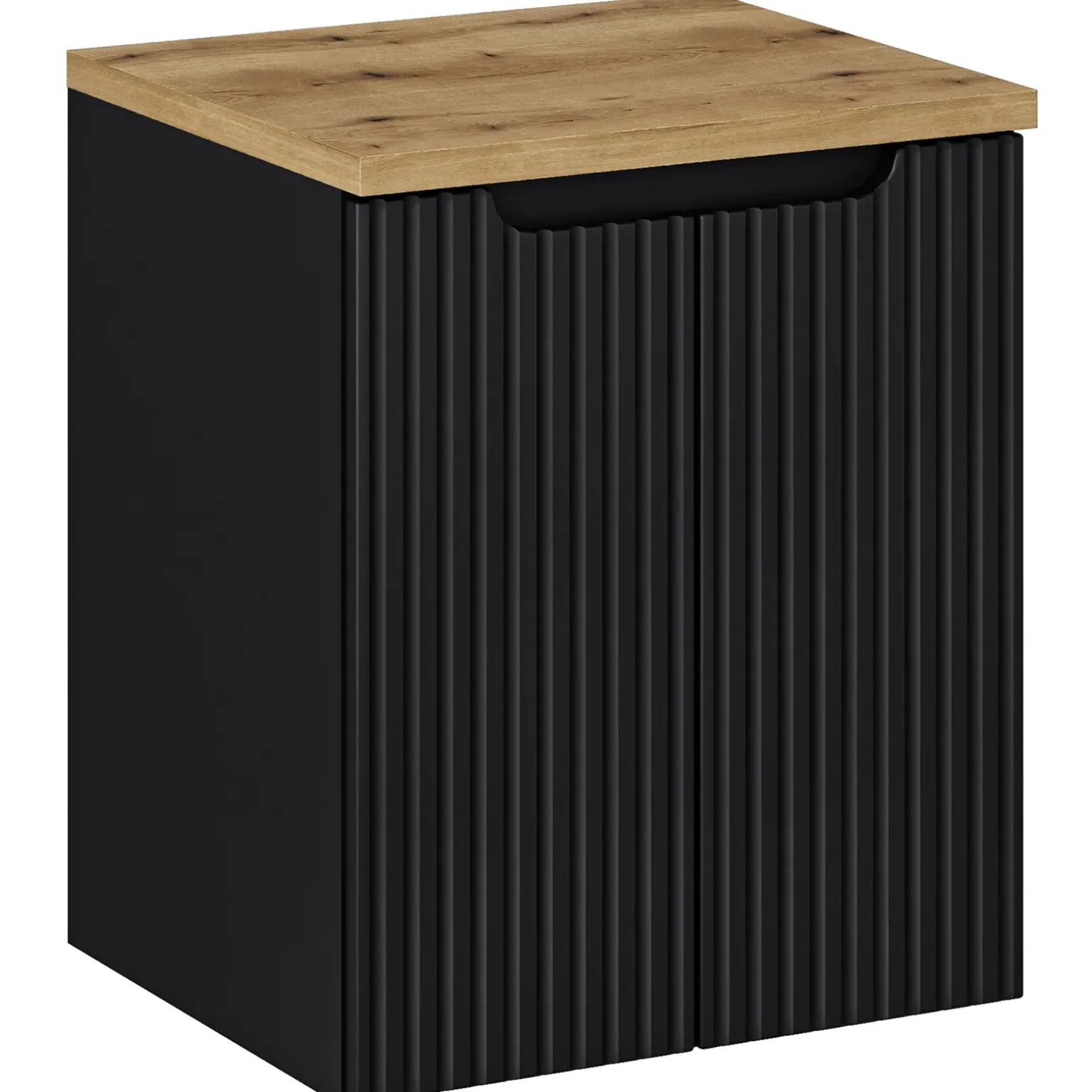 Mobile bagno sospeso 50cm cannettato 2 ante nero rovere Cleany