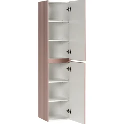 Mobile bagno sospeso 60cm cannettato con lavabo, colonna e specchio rosa Autentic