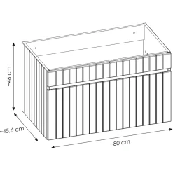 Mobile bagno sospeso 80cm cannettato con lavabo, colonna e specchio rosa Autentic