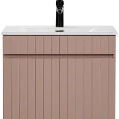 Mobile bagno sospeso 60cm cannettato con lavabo 1 cassettone rosa Autentic