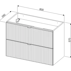 Mobile bagno sospeso 80cm cannettato con lavabo 2 cassetti verde salvia Greeny