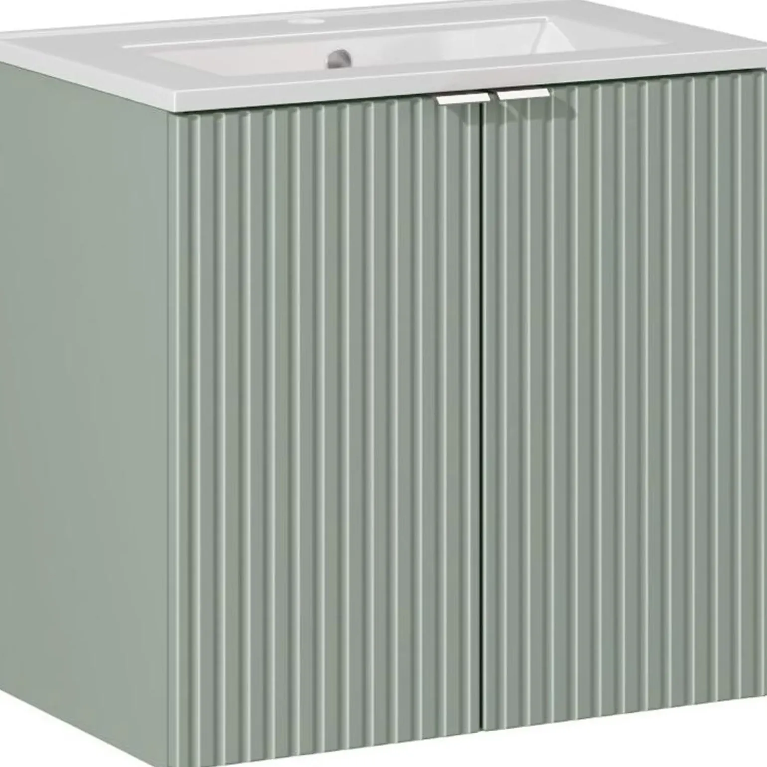 Mobile bagno sospeso 60cm cannettato con lavabo 2 ante verde salvia Greeny