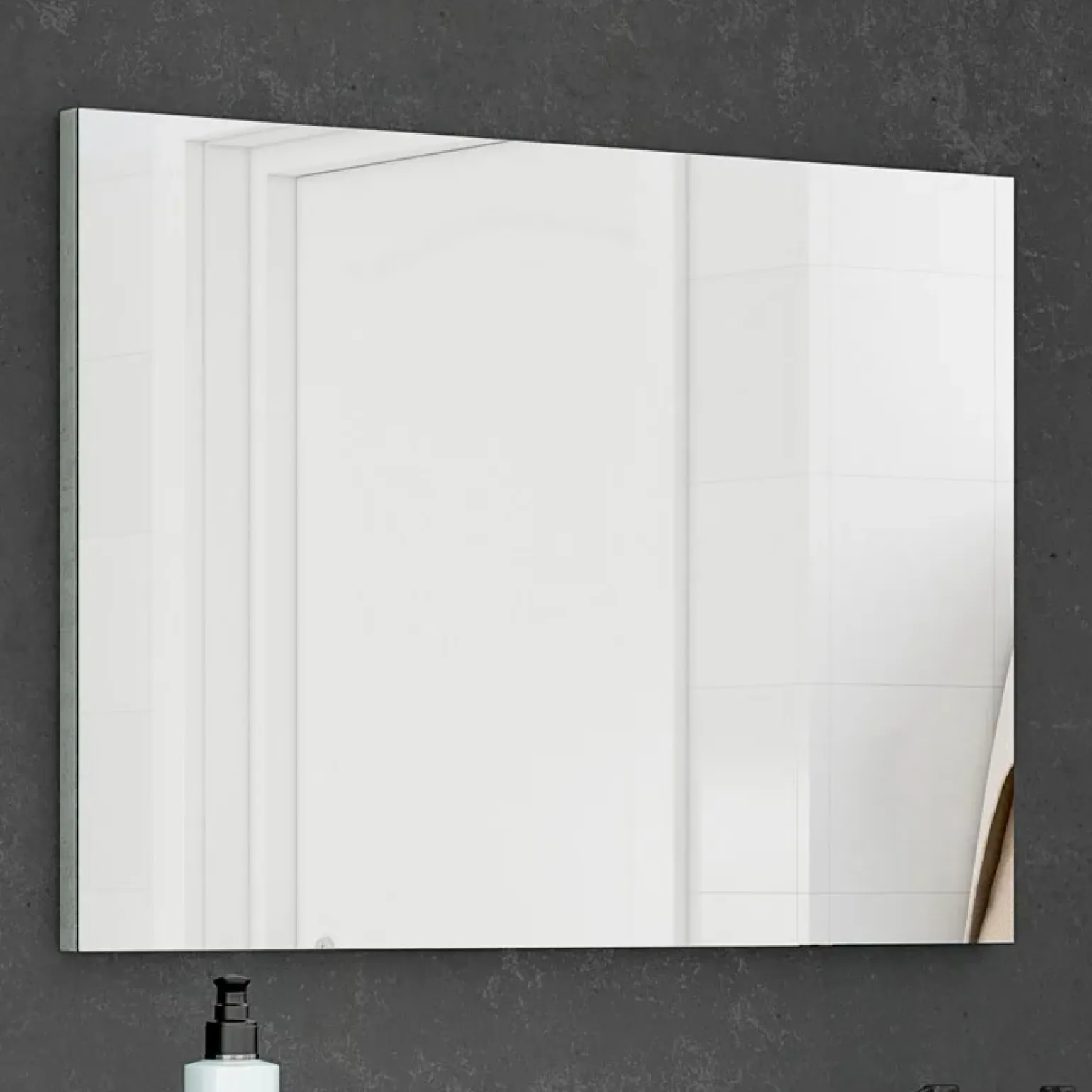 Mobile bagno sospeso 80cm con lavabo e specchio cemento bianco Oscar