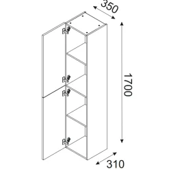 Mobile bagno sospeso 120cm con lavabo, specchio, colonna e 3 pensili beige rovere Swim