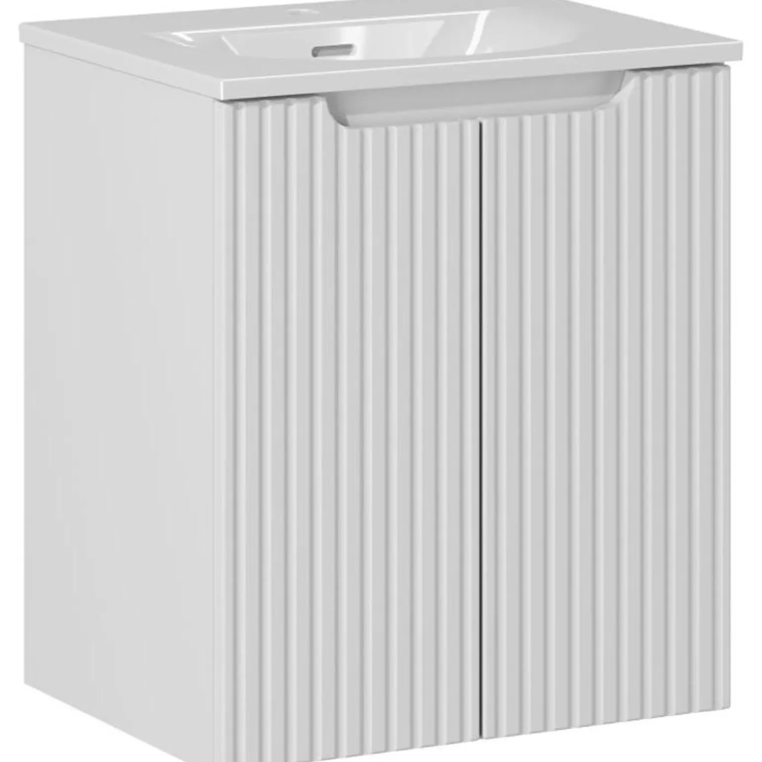 Mobile bagno sospeso 50cm cannettato con lavabo 2 ante bianco Cleany