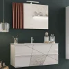Mobile bagno sospeso 100cm con lavabo e specchio bianco lucido specchi Olimpo