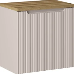 Mobile bagno sospeso 60cm cannettato 2 ante beige rovere Cleany