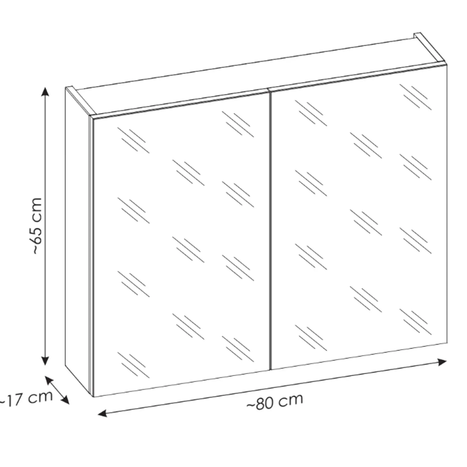 Mobile bagno sospeso 80cm con lavabo, mobile specchio e colonna grigio quercia Serif