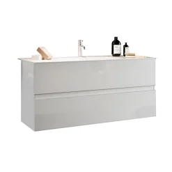 Mobile bagno sospeso 100cm con lavabo 2 cassetti bianco lucido Moon