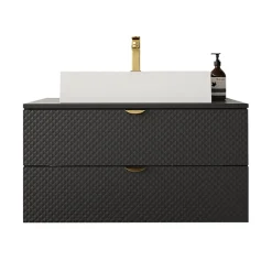 Mobile bagno sospeso 80cm con lavabo 2 cassetti nero Hakone 4