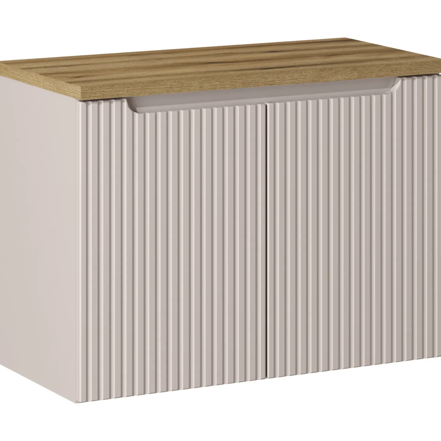 Mobile bagno sospeso 80cm cannettato 2 ante beige rovere Cleany