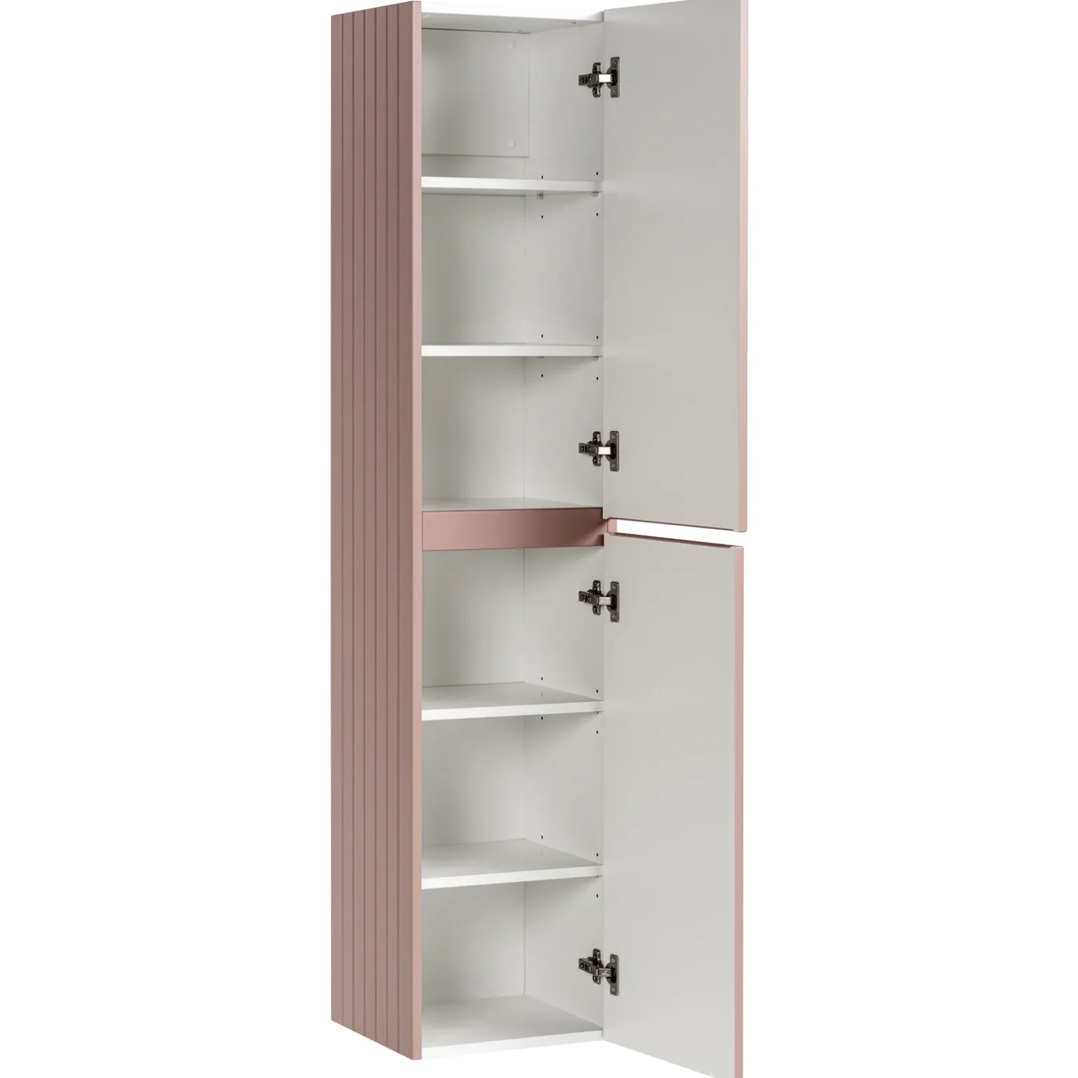 Mobile bagno sospeso 100cm cannettato con lavabo, colonna e specchio rosa Autentic