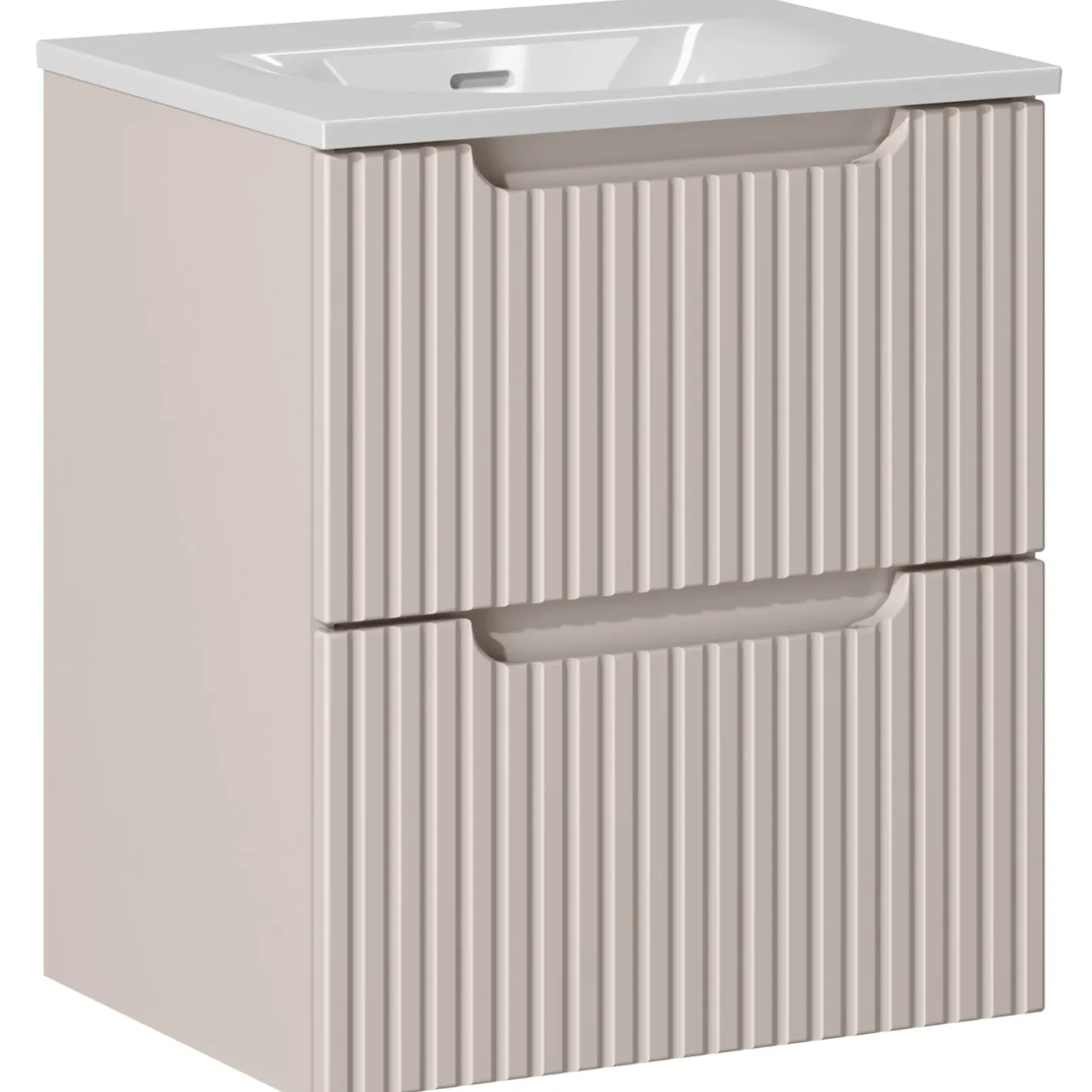 Mobile bagno sospeso 50cm cannettato con lavabo 2 cassetti beige Cleany
